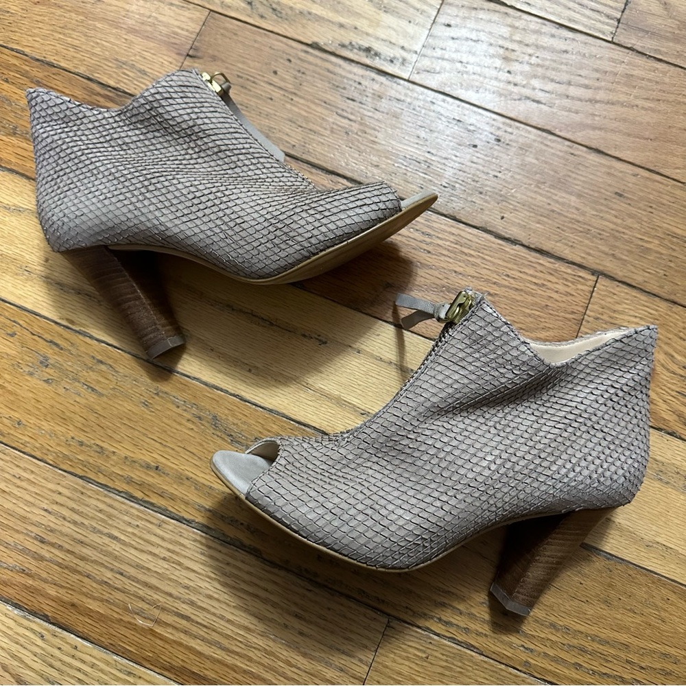 Paul Green Textured Python Peep Toe Zip Booties UK 4.5 US 7
